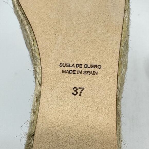 NWT ROCHAS Ice-Gray Espadrilles Platform Wedges w/ Ribbons - Size 37 - Picture 9 of 11